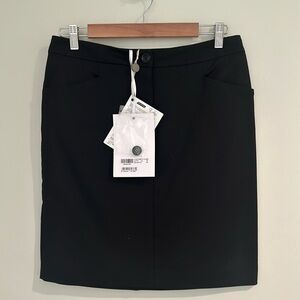 NWT Love Moschino Black Skirt, front pockets, button & zip. Monogramed. Sz 8